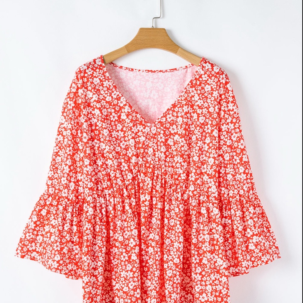Floral Red Women's Top